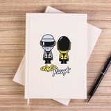 Zepplin Giyim Daft Punk Cartoon Çizgisiz Kanvas Defter Çizgisiz - Krem - 14x21 cm