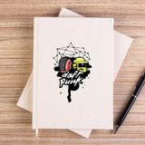 Zepplin Giyim Daft Punk Cartoon Head Çizgisiz Kanvas Defter Çizgisiz - Krem - 14x21 cm