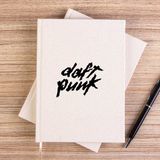 Zepplin Giyim Daft Punk Logo Classic 2 Çizgisiz Kanvas Defter Çizgisiz - Krem - 14x21 cm