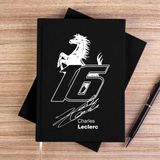 Zepplin Giyim F1 Charles Leclerc Ferari Siyah Kanvas Defter Çizgisiz - 14x21 cm
