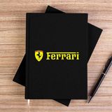 Zepplin Giyim Ferari Logo Gold Text Siyah Çizgisiz Kanvas Defter Çizgisiz - 14x21 cm