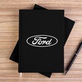 Zepplin Giyim Ford Logo Text Siyah Çizgisiz Kanvas Defter Çizgisiz - 14x21 cm
