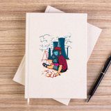 Zepplin Giyim Gas Mask Boy Cartoon Çizgisiz Kanvas Defter Çizgisiz - Krem - 14x21 cm