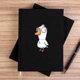 Zepplin Giyim Goose Goose Duck Siyah Çizgisiz Kanvas Defter Çizgisiz - 14x21 cm