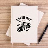 Zepplin Giyim Green Day Skeleton Çizgisiz Kanvas Defter Çizgisiz - Krem - 14x21 cm