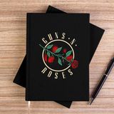 Zepplin Giyim Guns N Roses Flower Siyah Çizgisiz Kanvas Defter Çizgisiz - 14x21 cm