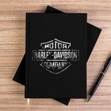 Zepplin Giyim Harley Chopper Damaged Logo Siyah Kanvas Defter Çizgisiz - 14x21 cm