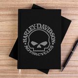 Zepplin Giyim Harley Chopper Skull Logo Siyah Kanvas Defter Çizgisiz - 14x21 cm