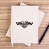 Zepplin Giyim Harley Chopper Wings Eagle Siluet Çizgisiz Kanvas Defter Çizgisiz - Krem - 14x21 cm