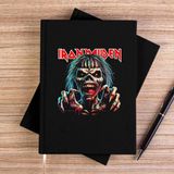 Zepplin Giyim Iron Maiden Zombie Siyah Çizgisiz Kanvas Defter Çizgisiz - 14x21 cm