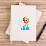 Zepplin Giyim Karlar Ülkesi Elsa Face Çizgisiz Kanvas Defter Çizgisiz - Krem - 14x21 cm