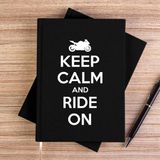 Zepplin Giyim Keep Calm And Ride On Siyah Kanvas Defter Çizgisiz - 14x21 cm