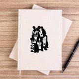 Zepplin Giyim Kiss Cartoon Face Çizgisiz Kanvas Defter Çizgisiz - Krem - 14x21 cm