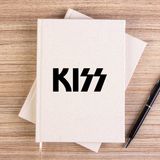 Zepplin Giyim Kiss Logo 2 Çizgisiz Kanvas Defter Çizgisiz - Krem - 14x21 cm