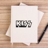Zepplin Giyim Kiss Metalic Logo Çizgisiz Kanvas Defter Çizgisiz - Krem - 14x21 cm