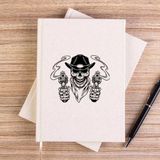 Zepplin Giyim Kovboy Skull Bandana Çizgisiz Kanvas Defter Çizgisiz - Krem - 14x21 cm