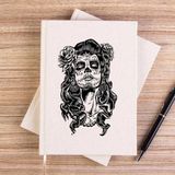 Zepplin Giyim La Calavera Catrina Çizgisiz Kanvas Defter Çizgisiz - Krem - 14x21 cm