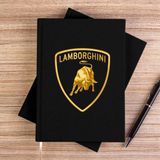 Zepplin Giyim Lamborghni Gold Logo Siyah Çizgisiz Kanvas Defter Çizgisiz - 14x21 cm