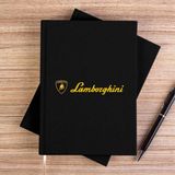 Zepplin Giyim Lamborghni Gold Logo Text Siyah Çizgisiz Kanvas Defter Çizgisiz - 14x21 cm