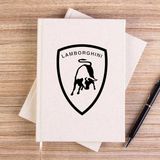 Zepplin Giyim Lamborghni Logo Black Krem Çizgisiz Kanvas Defter Çizgisiz - 14x21 cm