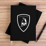 Zepplin Giyim Lamborghni Logo White Siyah Çizgisiz Kanvas Defter Çizgisiz - 14x21 cm