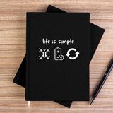 Zepplin Giyim Life Is Simple Siyah Çizgisiz Kanvas Defter Çizgisiz - 14x21 cm