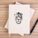 Zepplin Giyim Lion Face Çizgisiz Kanvas Defter Çizgisiz - Krem - 14x21 cm