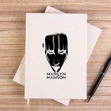 Zepplin Giyim Marilyn Manson Head Çizgisiz Kanvas Defter Çizgisiz - Krem - 14x21 cm