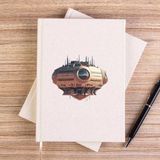 Zepplin Giyim Massive Speaker Spaceship Çizgisiz Kanvas Defter Çizgisiz - Krem - 14x21 cm