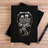 Zepplin Giyim Metallica Grave Two Skeletons Siyah Çizgisiz Kanvas Defter Çizgisiz - 14x21 cm