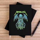 Zepplin Giyim Metallica Octopus Bat Siyah Çizgisiz Kanvas Defter Çizgisiz - 14x21 cm