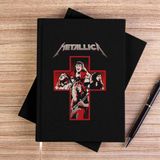 Zepplin Giyim Metallica Siluets Inside The Cross Siyah Çizgisiz Kanvas Defter Çizgisiz - 14x21 cm