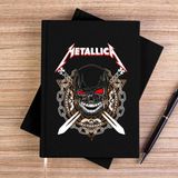 Zepplin Giyim Metallica Warrior Siyah Çizgisiz Kanvas Defter Çizgisiz - 14x21 cm