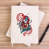 Zepplin Giyim Model Girl With Red Tatto Cartoon Çizgisiz Kanvas Defter Çizgisiz - Krem - 14x21 cm