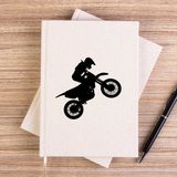 Zepplin Giyim Motocross Motorcycle Siluet Çizgisiz Kanvas Defter Çizgisiz - Krem - 14x21 cm
