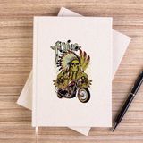 Zepplin Giyim Motorcycle Skull Rider Çizgisiz Kanvas Defter Çizgisiz - Krem - 14x21 cm