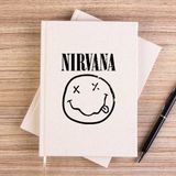 Zepplin Giyim Nirvana Smiley Face Çizgisiz Kanvas Defter Çizgisiz - Krem - 14x21 cm
