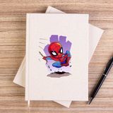 Zepplin Giyim Örümcek Adam Cartoon Çizgisiz Kanvas Defter Çizgisiz - Krem - 14x21 cm