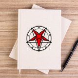 Zepplin Giyim Pentagram Goat Head Çizgisiz Kanvas Defter Çizgisiz - Krem - 14x21 cm