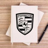 Zepplin Giyim Porshe Logo Black Krem Çizgisiz Kanvas Defter Çizgisiz - 14x21 cm