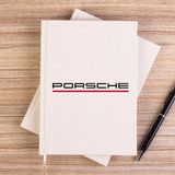 Zepplin Giyim Porshe Text Red Krem Çizgisiz Kanvas Defter Çizgisiz - 14x21 cm