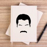 Zepplin Giyim Queen Freddie Mercury Face Çizgisiz Kanvas Defter Çizgisiz - Krem - 14x21 cm
