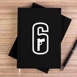 Zepplin Giyim Rainbow Six Amblem White Siyah Çizgisiz Kanvas Defter Çizgisiz - 14x21 cm