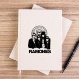 Zepplin Giyim Ramones Logo And Group Çizgisiz Kanvas Defter Çizgisiz - Krem - 14x21 cm