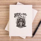 Zepplin Giyim Ride Die Siluet Çizgisiz Kanvas Defter Çizgisiz - Krem - 14x21 cm