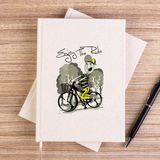 Zepplin Giyim Rider Bike Cartoon Çizgisiz Kanvas Defter Çizgisiz - Krem - 14x21 cm