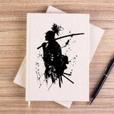 Zepplin Giyim Samurai Miyamoto Musashi Çizgisiz Kanvas Defter Çizgisiz - Krem - 14x21 cm