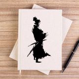 Zepplin Giyim Samurai Musashi Portre Çizgisiz Kanvas Defter Çizgisiz - Krem - 14x21 cm