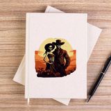 Zepplin Giyim Skeleton Cowboy Lover Çizgisiz Kanvas Defter Çizgisiz - Krem - 14x21 cm