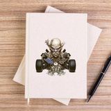 Zepplin Giyim Skull Car Çizgisiz Kanvas Defter Çizgisiz - Krem - 14x21 cm